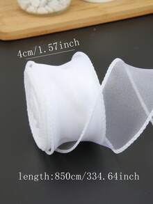 1卷/2卷/4卷/6卷半透明欧根纱丝带卷，适用于花束、礼品包装、蛋糕装饰、婚礼、装饰蝴蝶结、节日派对装饰 - 白色 - 查看 7