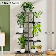 5-Tier Black Metal Plant Stand Multi-Layer Flower Pot Holder Display Rack Space-Saving Corner Storage Shelf For Indoor Outdoor Living Room Bedroom Balcony Decor - Black - View 3