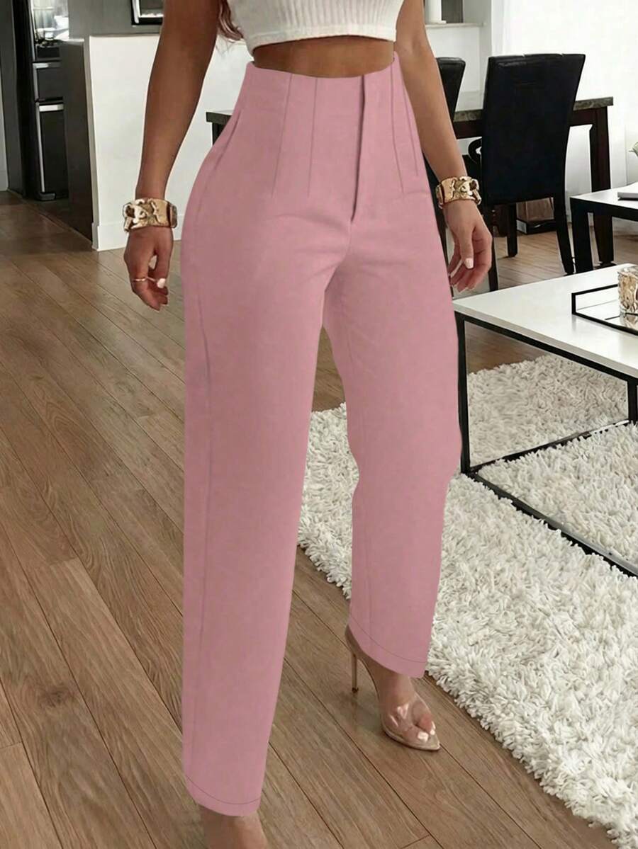 Elegant Commuter Pleated Side Pocket Skinny Pants For Women