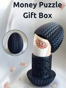 Cash Gift Puzzle Box, Money Maze Box, Mysterious Puzzle Surprise Gift, Egg-Shaped Maze Gift Box, Money Maze Puzzle Gift Box, Egg-Shaped Puzzle Gift Box With Hidden Compartment, Suitable For Adults And Teenagers - Multicolor - View 2