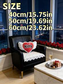 1 Pieza Almohada personalizada con corazón alado y nombre - Nombre personalizado, cojín romántico de amor de San Valentín, decoración del hogar con corazón de ángel lindo, regalo de San Valentín para parejas, regalo de aniversario, regalo de cumpleaños, recuerdo de boda y compromiso, regalo de Navidad y Año Nuevo - Multicolor - Ver 3