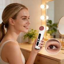 LED Screen Display Eye Beauty Equipment, Three Color Introducer, Constant Temperature Heating, Vibration, Luminous Dark Circle Package, USB Charging 500mAh - White - View 1
