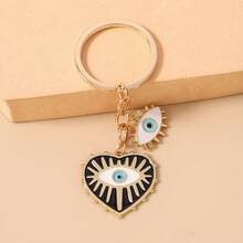 1pc Women's Alloy Devil's Eye & Heart Palm Keychain, Fashionable Personalized Accessory Bag Charm - Multicolor - View 15