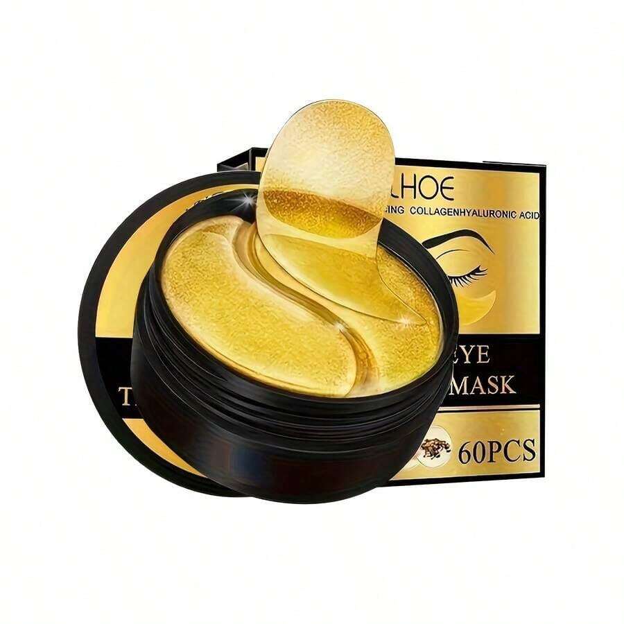 60 Pieces Of Unisex Adult Gold Eye Moisturizing Patches, Rich In Collagen And Hyaluronic Acid, Alcohol-Free, Suitable For All Skin Types, Making The Eye Area Look Noticeably Firmer - 60Pcs - View 1