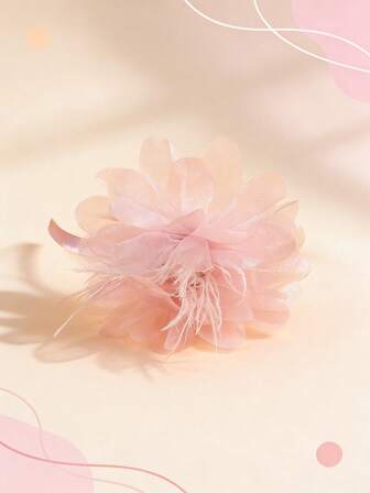 1 Diadema elegante con flor de malla y plumas (colores suaves) Accesorio para el cabello de niñas, tocado de princesa para fiestas, adecuado para fiestas de todos los días