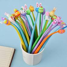 8支/24支装复活节卡通兔子摇摇乐圆珠笔，彩虹色创意装饰笔，成人派对用品/办公文具/节日装饰笔，课堂奖励学生黑色墨水笔 - 復活節搖搖筆 - 查看 1