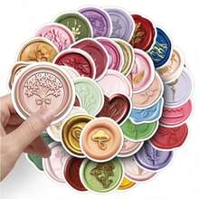 50 Pieces Of Lacquer Stamp Stickers Personalized Creative Waterproof Exquisite Graffiti Cup Milk Tea Cup Notebook Hand Account Stickers - Multicolor - View 3