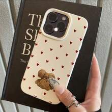 1 ốp lưng điện thoại chất liệu TPU màu đỏ hình trái tim và gấu dễ thương, tương thích với iPhone 17 Pro Max/17/16 Pro Max/15/13/12/11, S20 FE/A15/S24/A55, tương thích với Redmi Note 11/Note 12/Note 13 Pro, ốp bảo vệ điện thoại mềm mại, chống rơi vỡ, phiên bản quốc tế, không phải phiên bản nội địa. - trắng - Xem 2