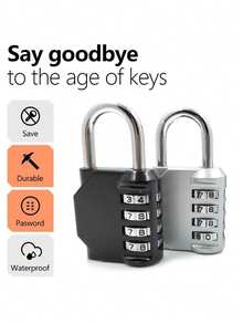 1 Combination Lock, 4-Digit Password Padlock, Waterproof Door Lock, Resettable Password, Suitable For Lockers, Employees, Fences, Gyms, Boxes, Toolboxes, Schools, Gate Box Buckles, Etc - Multicolor - View 3
