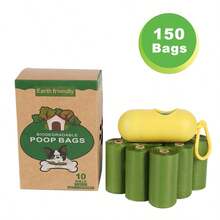 150pcs/10 Rolls Pet Waste Bags With Dispenser, Dog Poop Cleanup Bags