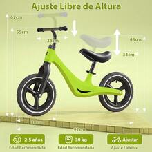 JCH-Bicicleta de Balance para Niños Coche de Equilibrio Infantil con Pedales y Ruedas Neumáticas Amortiguadoras 12 Pulgadas Asiento Ajustable y Manillar Completo Edades de 2 a 5 Años - como en la foto - Ver 3