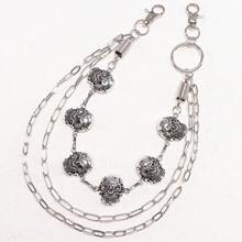 1 Piece Punk Pants Chain Personality Skull Hip-Hop Pants Chain Spring Decoration Denim Hanging Chain Skull Pants Chain - 白K多層骷髏頭彈簧褲鏈 - 查看 6