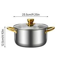 Gold-Color Pot, Double-Ear Slim Neck Pot, 304 Stainless Steel Pot, Easy To Clean, Large Capacity, Suitable For Various Stoves - Gold - View 3