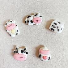 5pcs/8pcs/10pcs Cute Cartoon Cow Fridge Magnets, Oval Plastic Refrigerator Stickers And Whiteboard Decals, Suitable For Home And Office Decoration, Creative Educational Supplies, Magnetic Decorations - Multicolor - View 2