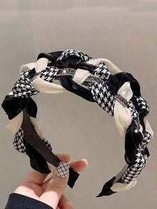 1pc Elegant Retro Style Woven Headband With Rhinestone Decor - Wide Non-Slip Women Hair Accessories, Minimalist Fashion Sparkling Party Polyester, Hair Band, Hair Hoop ,Head Piece ,Hairband For Women - 彩色 - 查看 4