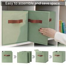 11 Inch Cube Storage Bins, Collapsible Fabric Storage Cubes With Handle, Closet Baskets For Organization, Storage Cubes For Shelves, Closet, Green, 6-Pack - 綠色6包裝 - 查看 8
