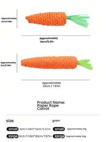 1pc Cat Carrot Self-Entertaining Chew Toy, Bite-Resistant Carrot Shaped Teaser Wand With Paper Rope For Cats