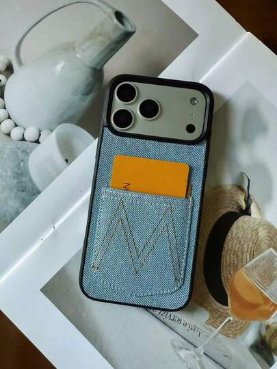 Minimalist Fashion Personalized Letter Embroidery Phone Case Compatible With Iphone 13 Pro Max, 14 Pro Max, 15 Pro Max, 16 Pro Max, 17 Pro Max