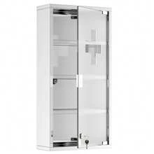 Medicine Cabinet, First Aid Cabinet With Lock, Stainless Steel, 30 X 12 X 60 Cm