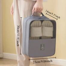 Large Capacity Travel Shoe Bag, Can Hold 3 Pairs Of Shoes, Made Of , Dust-Proof And Breathable Material, Ergonomic Handle Design, Available In Grey And Black, Ideal For Travel Storage - 彩色 - 查看 11