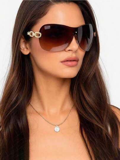 1pc Women's Casual Retro Tinted Fashion Fashion Glasses, Suitable For Daily Wear, Summer, Beach, Street Photography