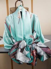 1条新款印花围巾，时尚头巾，奢华领巾，85*180厘米横截面围巾，女士真丝围巾，户外披肩，四季皆宜长围巾 - 彩色 - 查看 5