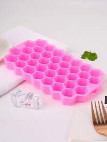 1pc Silicone Honeycomb Ice Cube Tray With Lid, 37 Grids Stackable Ice Cube Mold, Easy Release Ice Cube Maker, Back To School Season - Multicolor - View 8