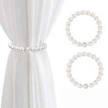 1/2/4pcs Magnetic Curtain TieBacks, Pearl Curtain Tie Backs, Modern Decorative Curtain Holdbacks Holder With Elastic Cord Drapes Clips Buckle For Thin Or Thick Curtains ﻿