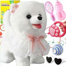 Marsjoy Juguete de Felpa Interactivo Samoyed Dog que Canta y Camina, Repite lo que Dices, Realista Lamiendo la Lengua, Mascota Musical para Niños - Blanco - Ver 1