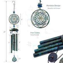 Wind Chimes For Outside Zen Atmosphere Wind Chime Windchime Outdoors For Outdoor Garden Patio Decor With Mandala Design Windchime Gifts For Mother Grandma Sisters 6 Petalgift - TurquoiseGreen - View 3