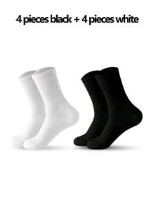 50/40/30/24/20pcs Women's Black & White Tight Sports Socks, Running Socks, Cycling Crew Socks, Thickened Couple Casual Warm Knee-High Socks - Multicolor - View 13