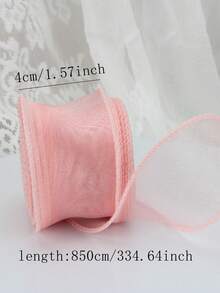 1pc/2pcs/4pcs/6pcs Semi-Transparent Organza Ribbon Rolls With Scalloped Edges, For Flower Bouquets, Gift Wrapping, Cake Decorations, Weddings, Decorative Bows And Ribbons, Suitable For Holiday Parties - Pink - View 11