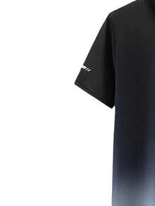 1 chiếc áo thun nam mùa hè cổ tròn phối màu gradient, cổ tay áo in họa tiết, tay ngắn thoáng khí nhanh khô, thích hợp cho các hoạt động thường ngày của nam giới. - màu đen - Xem 4