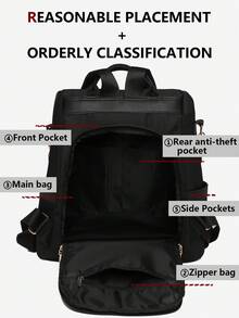 防盗刺绣时尚尼龙双肩包女包,多功能时尚日用包,多口袋轻便旅行包,大容量简约书包,便捷书包,适合学生、护士、教师、商务人士、旅行度假、商务出行、日常通勤、购物、办公、约会、徒步、训练、工作、生日礼物、节日礼物、背包 - 彩色 - 查看 4