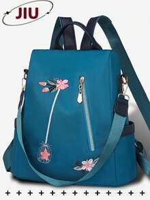 防盗刺绣时尚尼龙双肩包女包,多功能时尚日用包,多口袋轻便旅行包,大容量简约书包,便捷书包,适合学生、护士、教师、商务人士、旅行度假、商务出行、日常通勤、购物、办公、约会、徒步、训练、工作、生日礼物、节日礼物、背包 - 彩色 - 查看 13