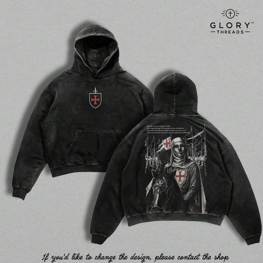 1pcRetro Baldwin IV "The Leper King" The Crusader King And His Holy Army Vintage Washed T-Shirt Hoodie Tank Top Sweatshirt| Jerusalem Cross Medieval Christian Streetwear| Medieval Cross Armor Glory Of God Outfitgraphic Tee Graphic Tee - 連帽衫洗滌 - 查看 1