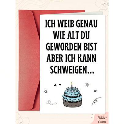 1 Thiệp chúc mừng sinh nhật tiếng Đức chất lượng cao, giấy dày, in theo yêu cầu (kèm phong bì) - Lời chúc may mắn, thích hợp cho gia đình/bạn bè và mọi người, món quà sinh nhật hoàn hảo.