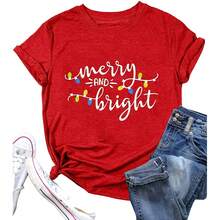 DESFSE Merry Christmas Shirts For Women Christmas Short Sleeve Tshirt Xmas Buffalo Plaid Tree Cute Graphic Print  Tops All Seasons,220g Pure Cotton Single-Sided Printed Crew Neck Short-Sleeved T-Shirt,Unisex Top,Base Layer - 顏色1 - 查看 1