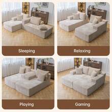 72" Oversized Cloud Sectional Sofa Bed, Double Lounge Chaise, No Assembly Required, Boneless Fluffy Couch With Plush Cushions, Modern Sleeper Loveseat For Small Space, Living Room, Apartment, Movie Night - Màu be - Xem 2