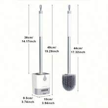 1 Set, Toilet Brush With Holder Set, Wall Mounted Long Handle Toilet Cleaning Brush With Holder, Flexible Toilet Bowl Cleaning Brush, No Dead Corner, Bathroom Cleaning Brush, Cleaning Supplies, Cleaning Tool, Back To School Supplies, Daily - White - View 3