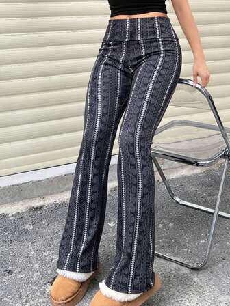 SUNSTORY Women's Fashionable High-Waisted Flare Pants, Elegant Resort Wear, Stylish Casual Spring/Summer Outfit, Suitable For Music Festivals, Carnivals