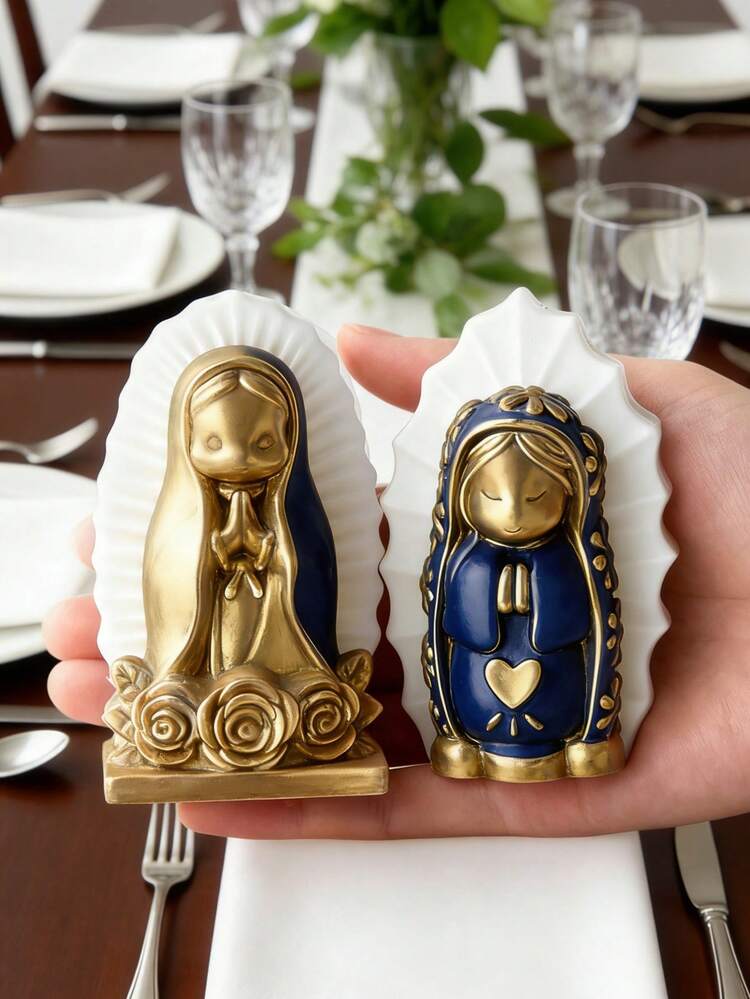 1 pieza Molde de silicona 3D de niña rezando y Virgen María, resistente al calor, alta elasticidad y fácil desmoldeo, reutilizable, apto para hacer velas/yeso/resina/pintura/juguetes antiestrés, decoración del hogar y la iglesia, manualidades y regalos para reuniones familiares - Blanco - Añade 7