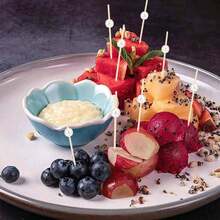 10/50/100pcs Fruit Salad Decoration Bamboo Skewers, Synthetic White Pearl Decor Bamboo Skewers For Fruit, Cake, Dessert Plating, Party Elegant Fruit Forks For Cocktail Party, Outdoor BBQ Party And Wedding Cake & Dessert - White - View 9