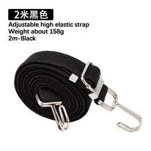1pc 2m Heavy Duty Black Elastic Tie Down Strap, Industrial Grade Binding Rope With Rust-Resistant Metal Hooks And Adjustable Buckles, UV/Weather/Tear Resistant, High Load Capacity, Multipurpose For Cargo, Tents, Bicycles, Kayaks, Furniture, Camping, Travel, Transportation, Garage, Outdoor - Multicolor - View 3