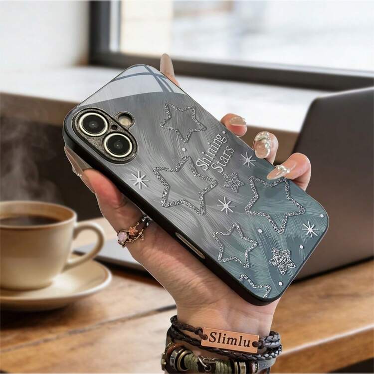 Estrellas Brillantes Animadas y Mágicas Funda de teléfono a prueba de golpes  de  para IPhone 17 16 15 14 13 12 11 X XS Pro Max 8 7 6 Plus SE GALAXY 21, 22, 23, 24, 25  31 35 36 plu - Negro - Añade 9