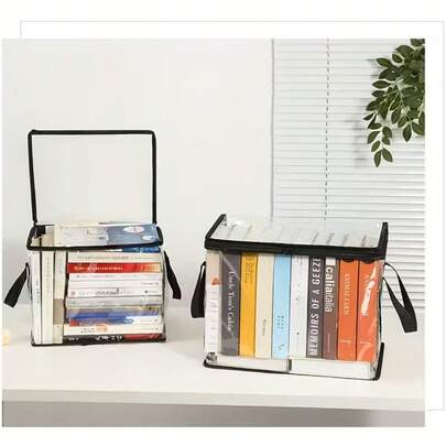 2pcs Large Foldable Transparent PVC Storage Bags With Handles - , Multipurpose Storage Bags For Clothes, Books, Shoes Etc. - Black Trim