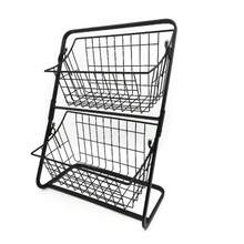 Estante Organizador de Cocina de Metal de Doble Capa con Cestas Extraíbles, Organizador de Encimera para Frutas y Verduras, Soporte para Condimentos, Cesta de Almacenamiento Multifuncional para Cocina y Baño - Negro - Ver 7