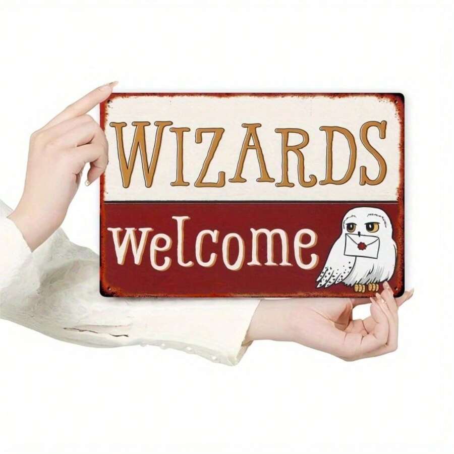 CIFbuy Pewter Vintage Wizard Welcome Metal Sign 8x12 Inch Retro Home Décor Wall Art Tin Sign For Pub Bar Cafe Man Cave - 彩色 - 查看 1