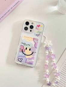 1pc Smiling Face Painted Transparent Card Holder Multifunctional Wallet With Wrist Strap, Thick Shockproof Phone Protective Case Compatible With IPhone 17/17Pro/17ProMax, 16/11/16Pro/16Plus/16ProMax/16e, 15ProMax, 13/14/12/XS/XR/7G/8P, Galaxy S25/S25PLUS/S25 Ultra, A16/A36/A26/A56/A50, 11/12Pro/12/12X/13Pro/14Pro/15Pro/X3pro, Redmi 10/9/Note9/12c/Note11pro/Note8Pro/9C/9a - Multicolor - View 7