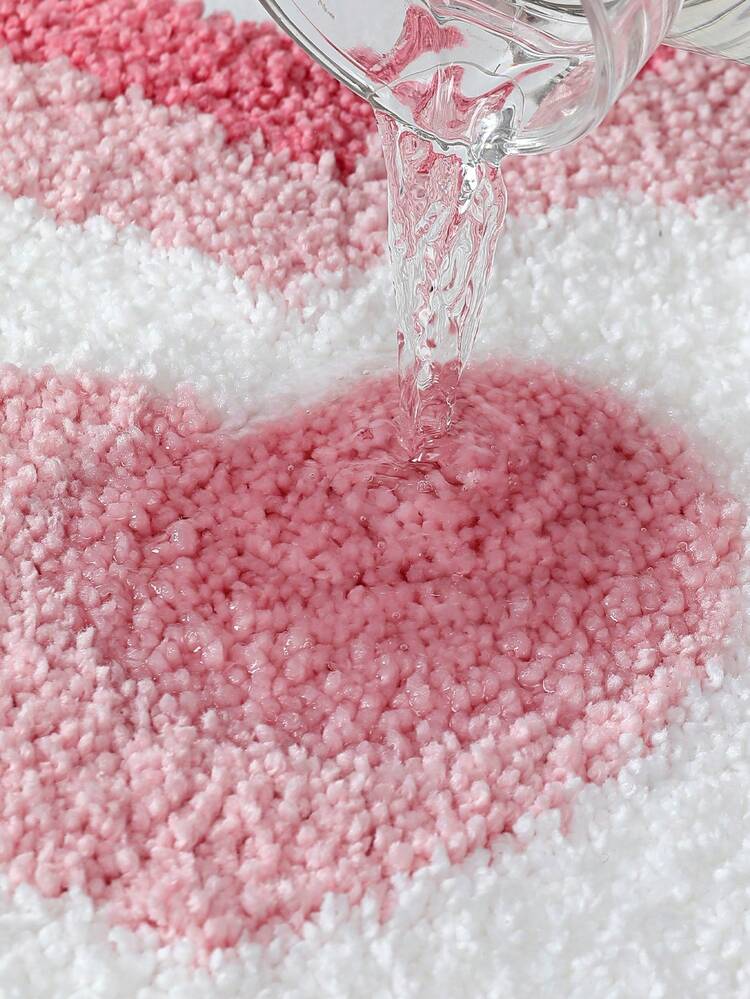 1 pieza Alfombra de baño, Alfombra de baño con forma de corazón esponjosa en rojo para el Día de San Valentín + Adecuada para baño, cocina, exterior, interior, pasillo, dormitorio, sala de estar, mesita de noche, lavable a máquina, fácil de limpiar, base antideslizante, esencial para dormitorio y baño, decoración navideña para el Día de San Valentín, alfombra de decoración de baño, accesorios de baño, conjunto de decoración de habitación - Multicolor - Añade 7